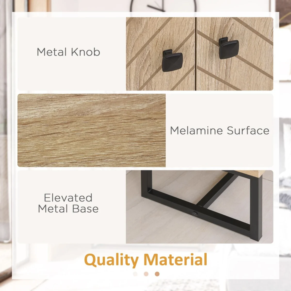 Mizi Liri Natural Oak 2-Door Storage Cabinet with Chevron Pattern – image 6