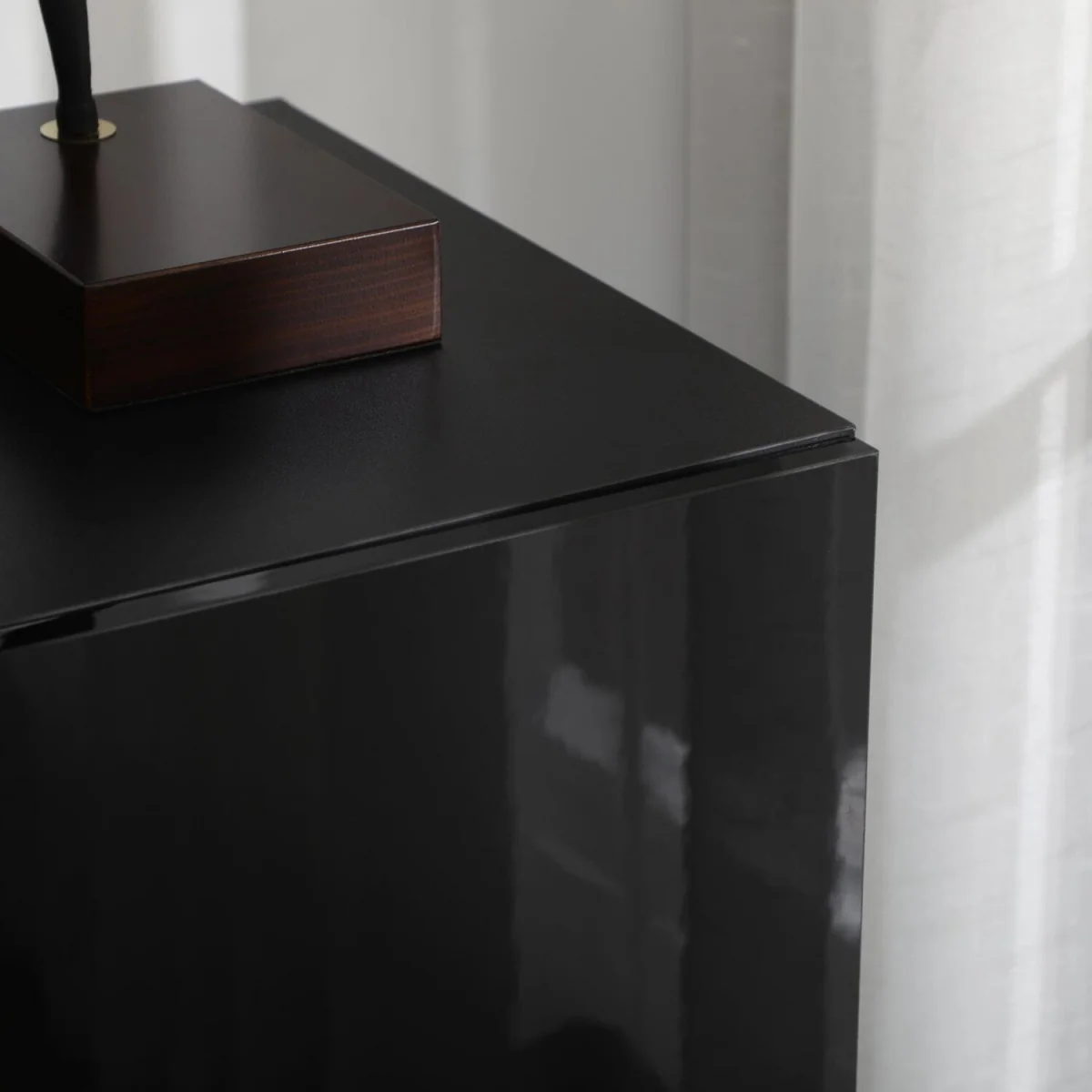Ranifa Modern High Gloss Black Freestanding Storage Cabinet, 2 Doors – image 2