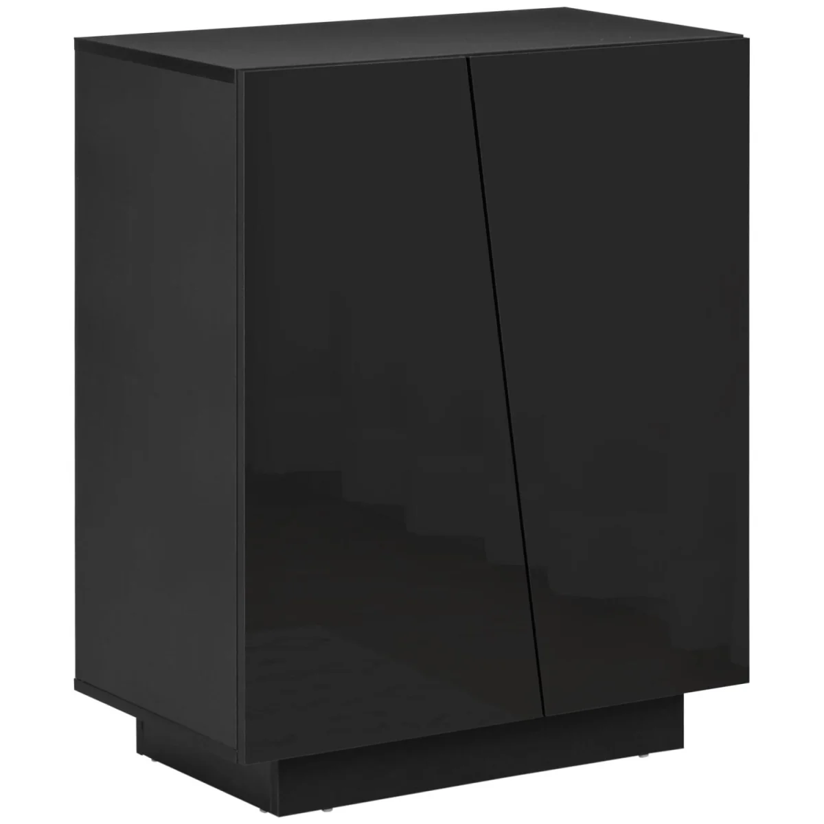 Ranifa Modern High Gloss Black Freestanding Storage Cabinet, 2 Doors – image 3