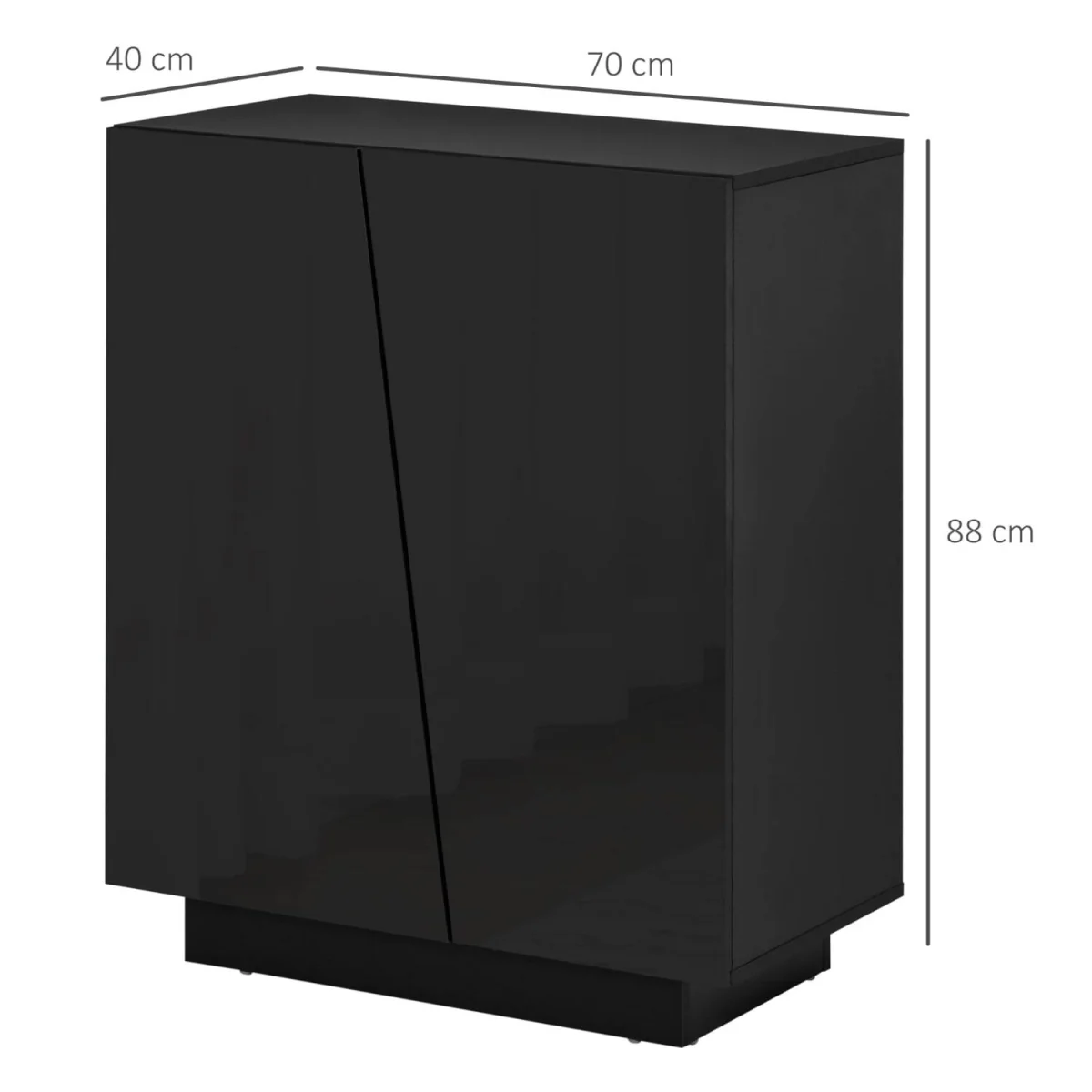 Ranifa Modern High Gloss Black Freestanding Storage Cabinet, 2 Doors – image 4