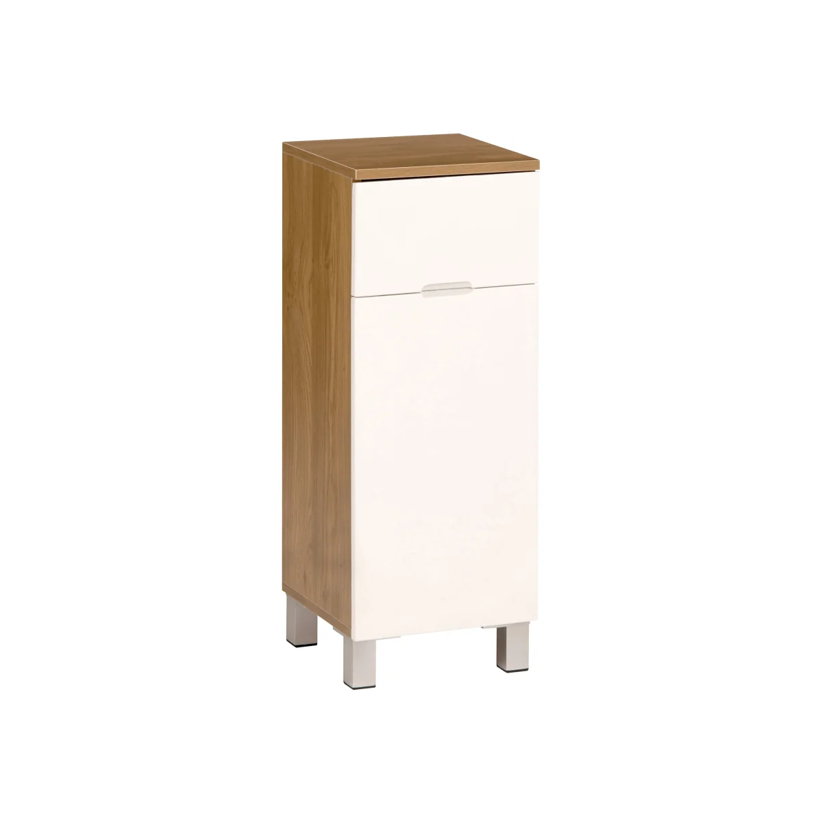 Vida Oak Effect 1 Drawer 1 Door Standing Cabinet - White