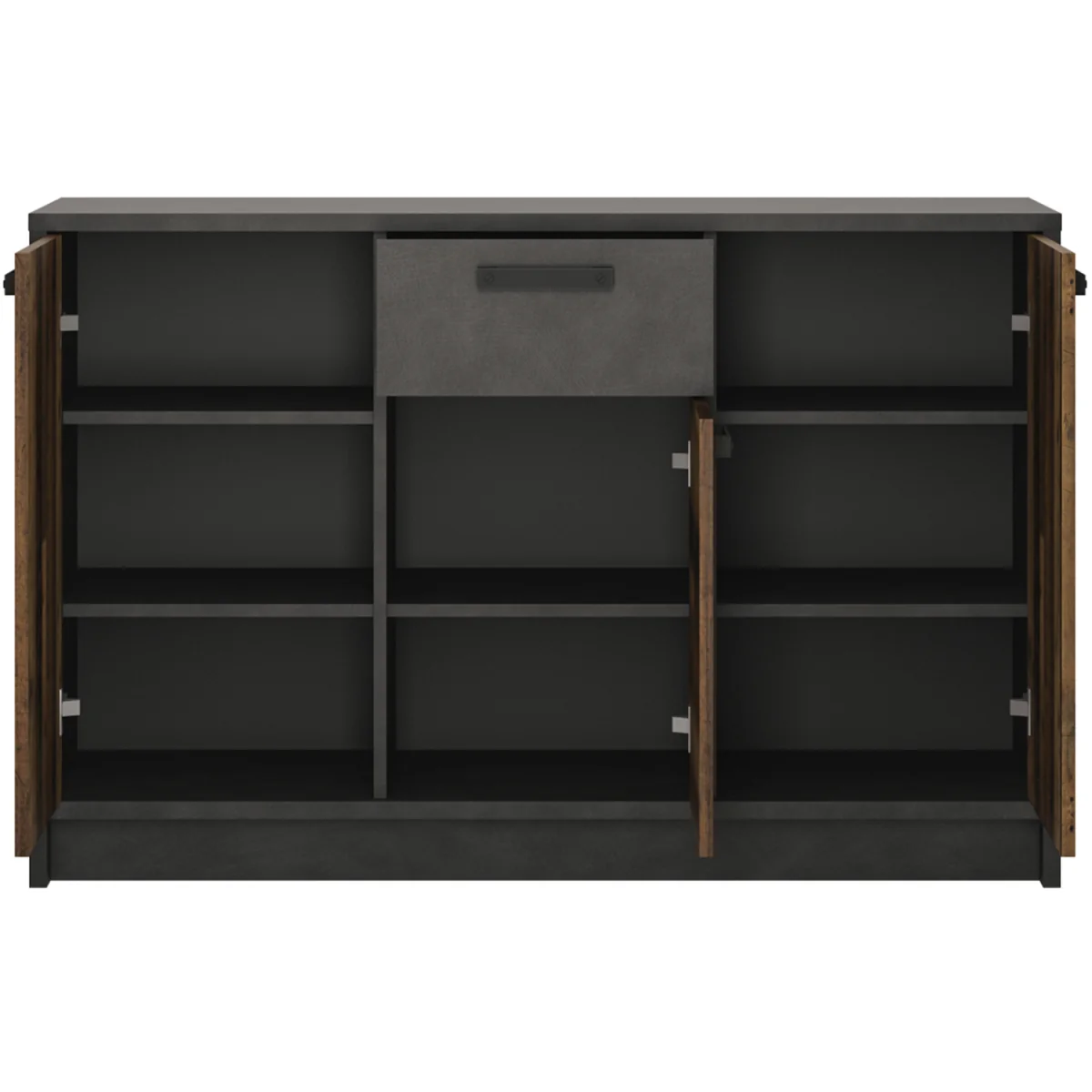 Brooklyn Cabinet with 3 Doors and 1 Drawer in Walnut and Dark Matera Grey - Walnut & Dark Matera Grey – image 2
