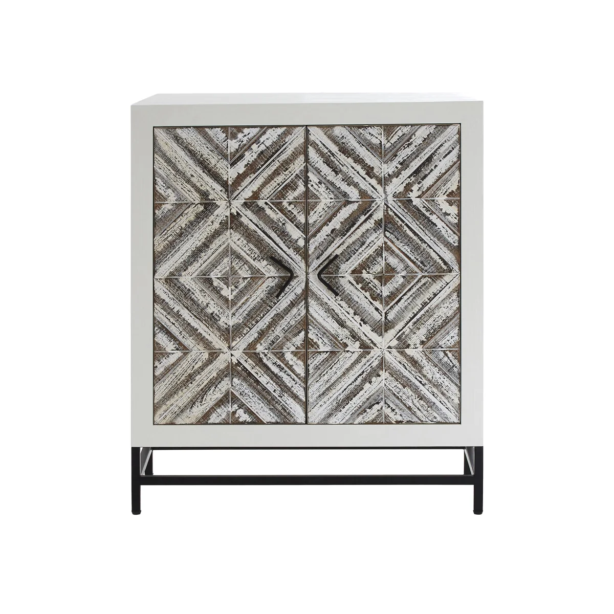 Lombok Rustic Chevron 2 Door Cabinet - White – image 1
