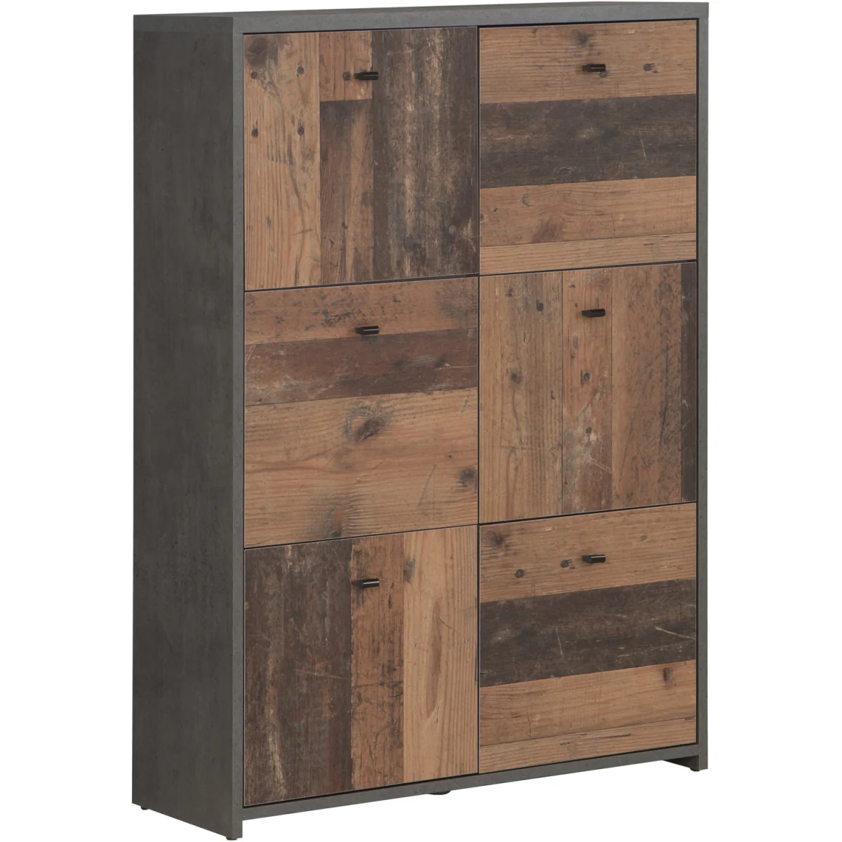 Best Chest Storage Cabinet with 6 Doors in Concrete Optic Dark Grey/Old - Wood Vintage - Dark Grey & Old Wood Vintage – image 2