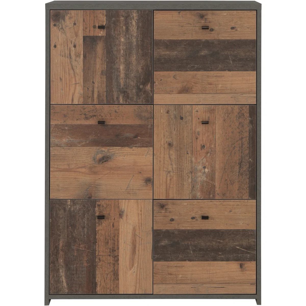 Best Chest Storage Cabinet with 6 Doors in Concrete Optic Dark Grey/Old - Wood Vintage - Dark Grey & Old Wood Vintage – image 3