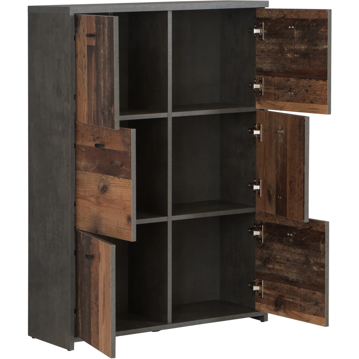 Best Chest Storage Cabinet with 6 Doors in Concrete Optic Dark Grey/Old - Wood Vintage - Dark Grey & Old Wood Vintage – image 4