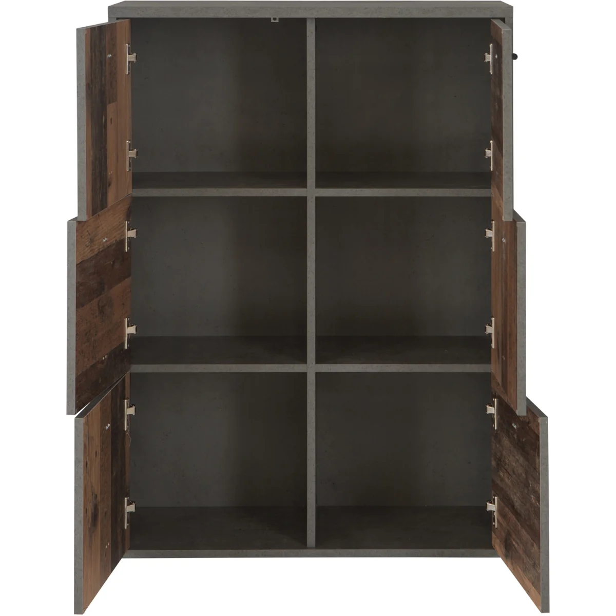 Best Chest Storage Cabinet with 6 Doors in Concrete Optic Dark Grey/Old - Wood Vintage - Dark Grey & Old Wood Vintage – image 5