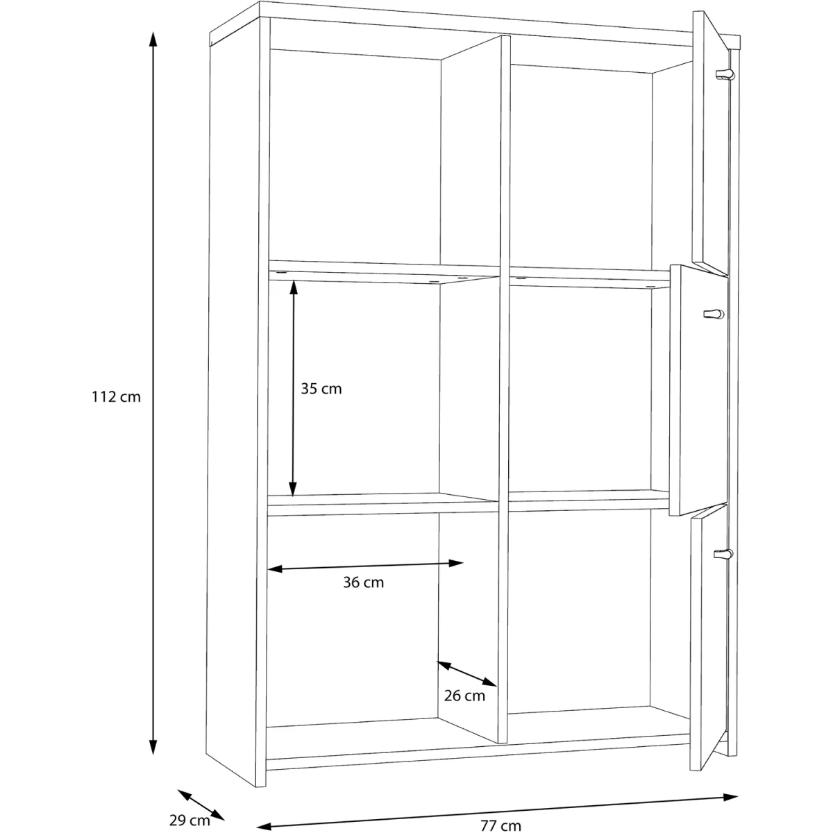 Best Chest Storage Cabinet with 6 Doors in Concrete Optic Dark Grey/Old - Wood Vintage - Dark Grey & Old Wood Vintage – image 7