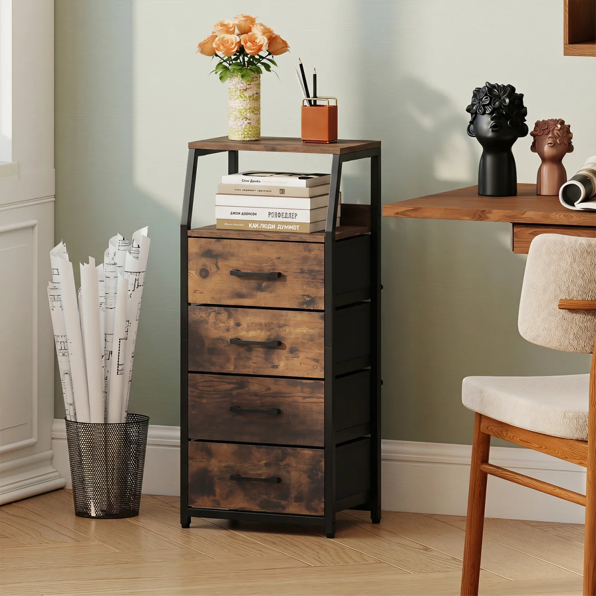 5 Drawer Storage Cabinet - Coffee – image 4
