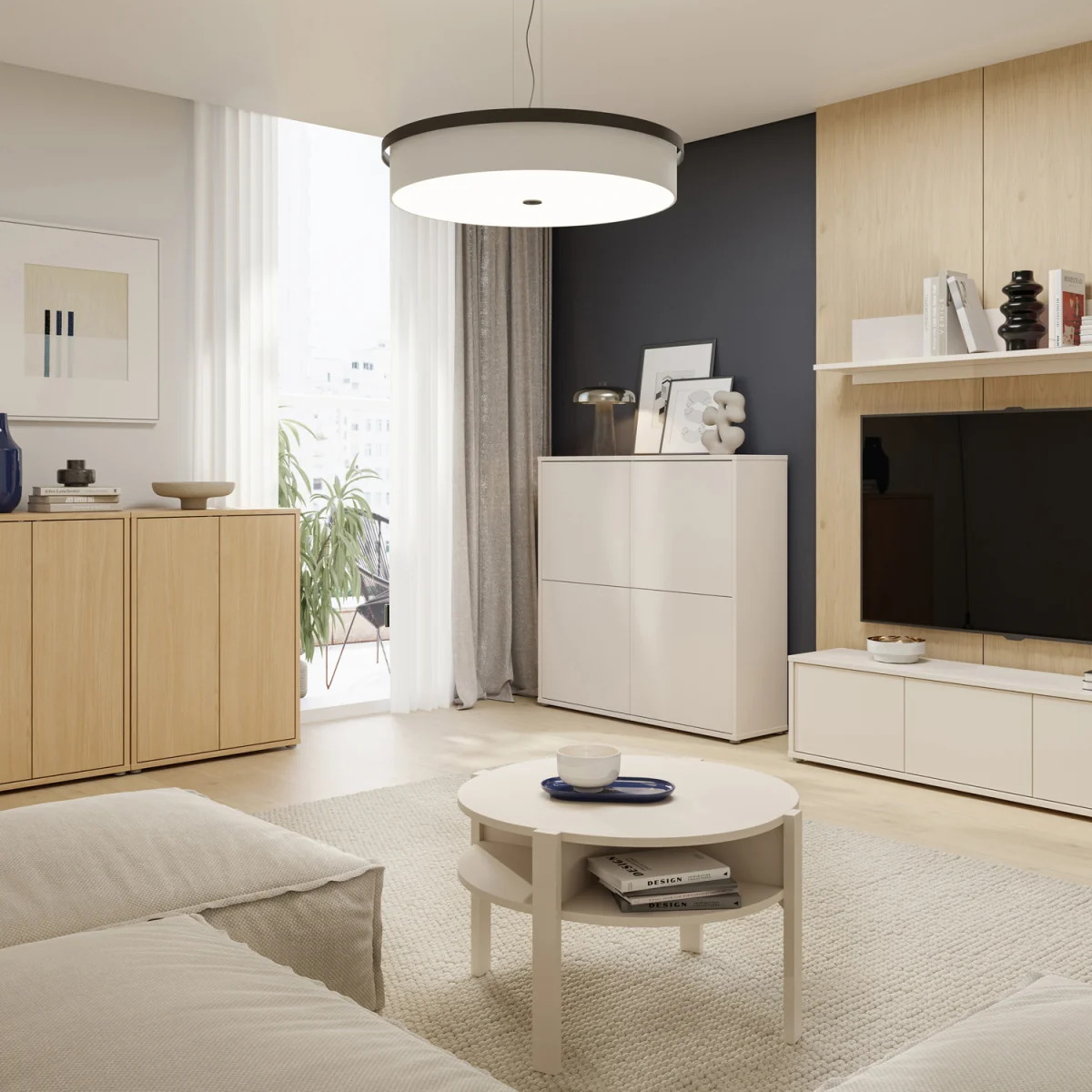 Furniture To Go Alice Springs 4 Door Storage Cabinet with Push-Open Doors in Sand - Sand – image 7