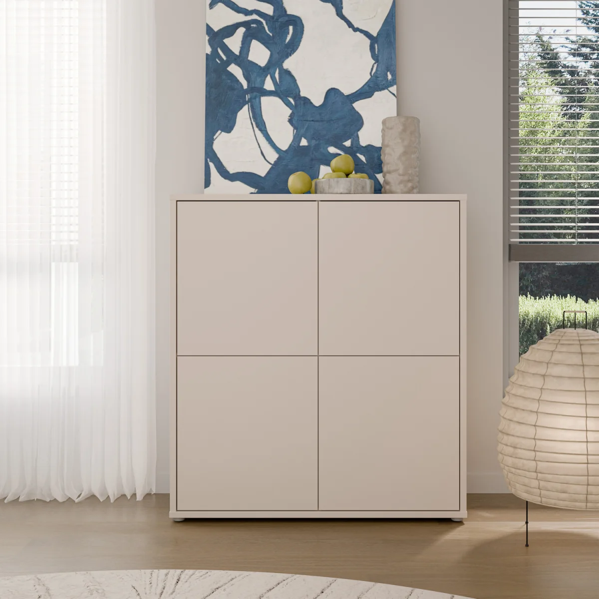 Furniture To Go Alice Springs 4 Door Storage Cabinet with Push-Open Doors in Sand - Sand – image 1