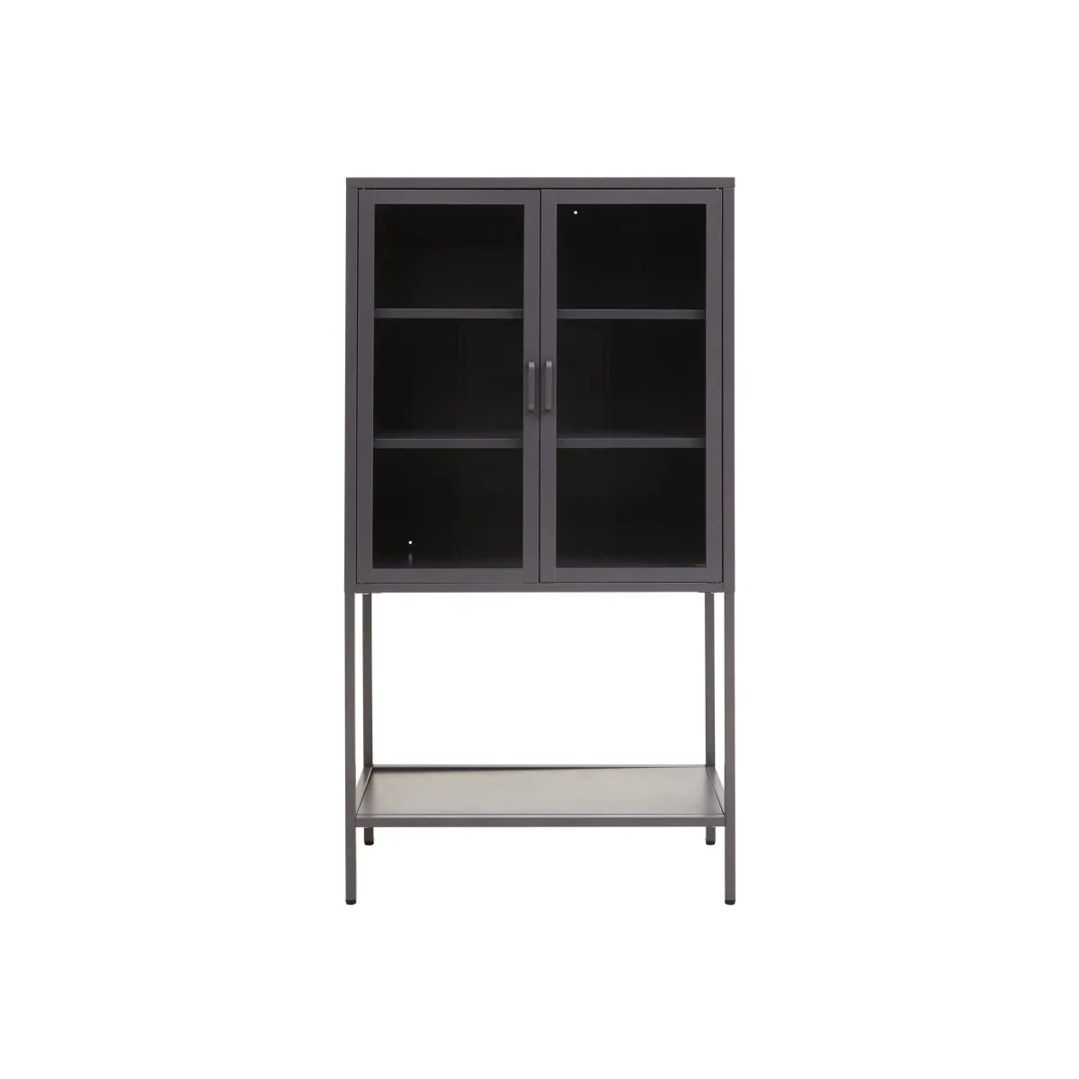 Acier Two Door Grey Metal Cabinet With Glass Doors - Grey – image 1