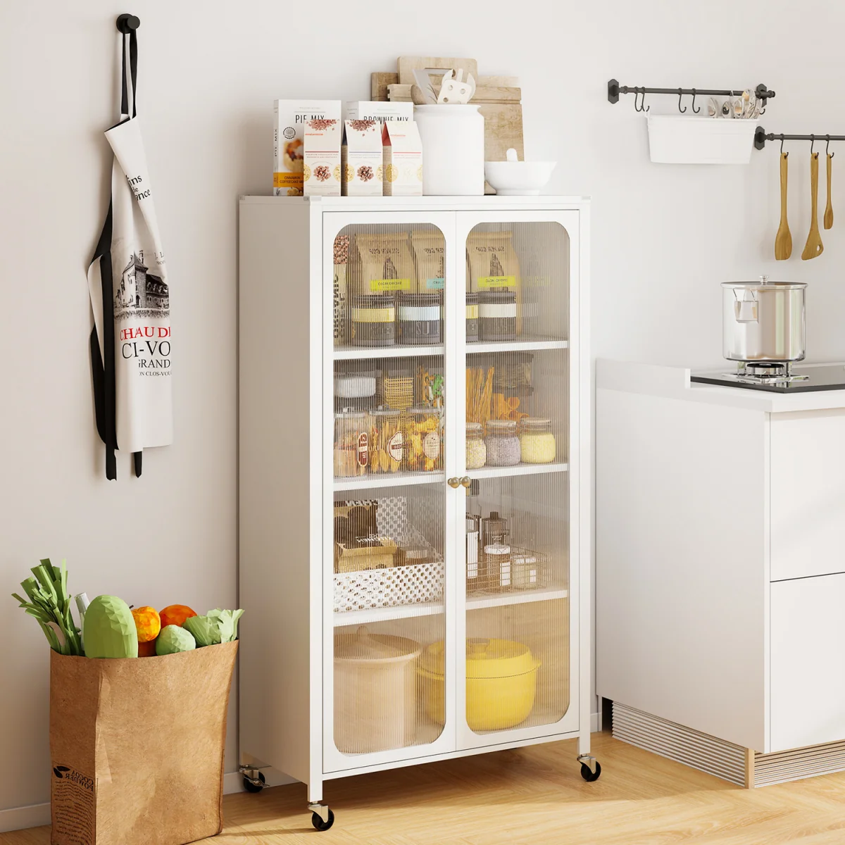 Lockable Wheeled Metal File Cabinet – image 3