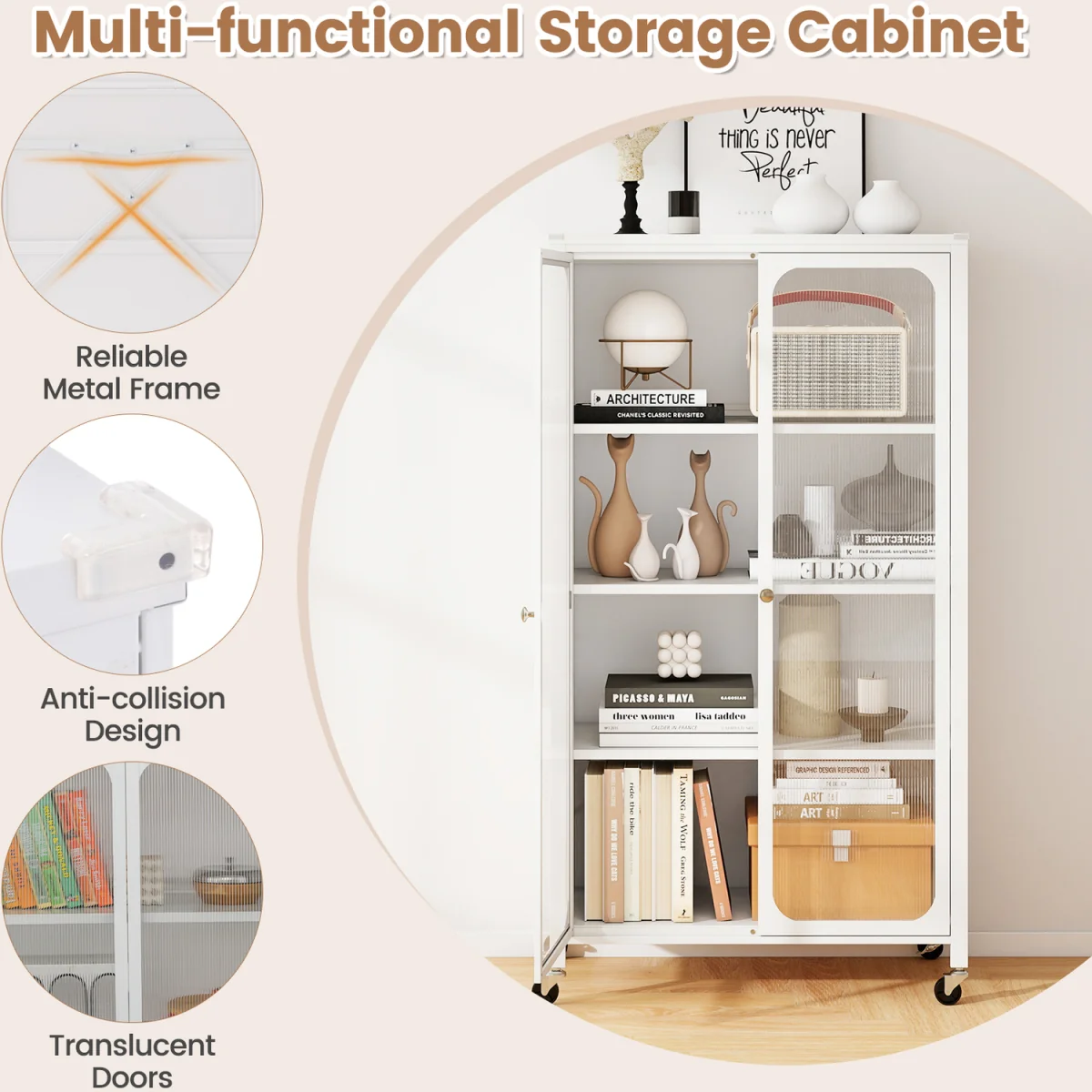 Lockable Wheeled Metal File Cabinet – image 4