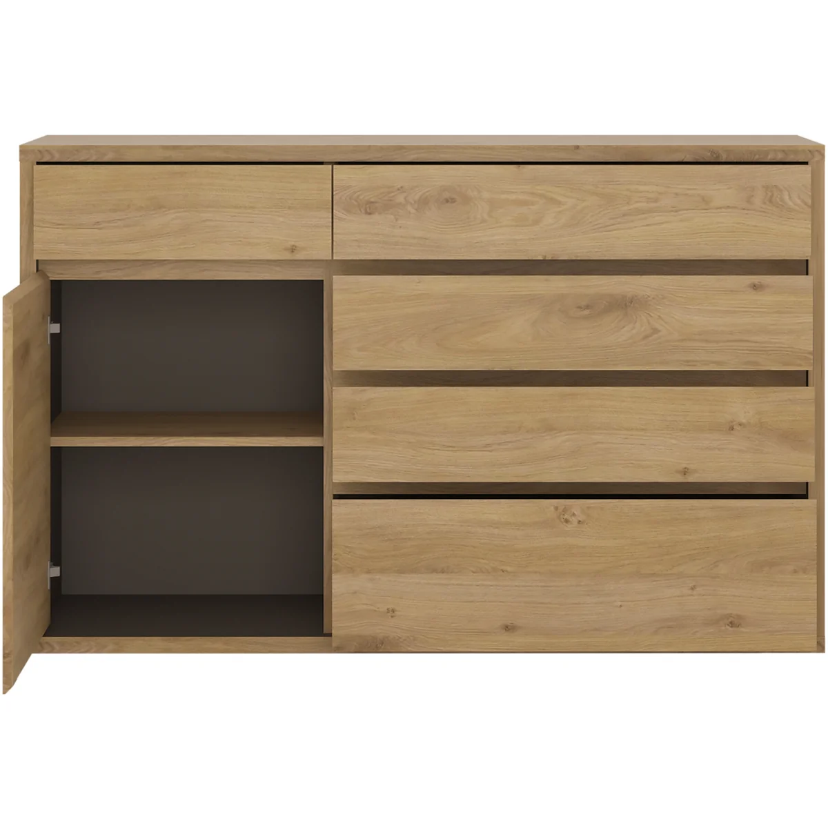Shetland 1 Door 5 Drawer Cupboard - Oak – image 4