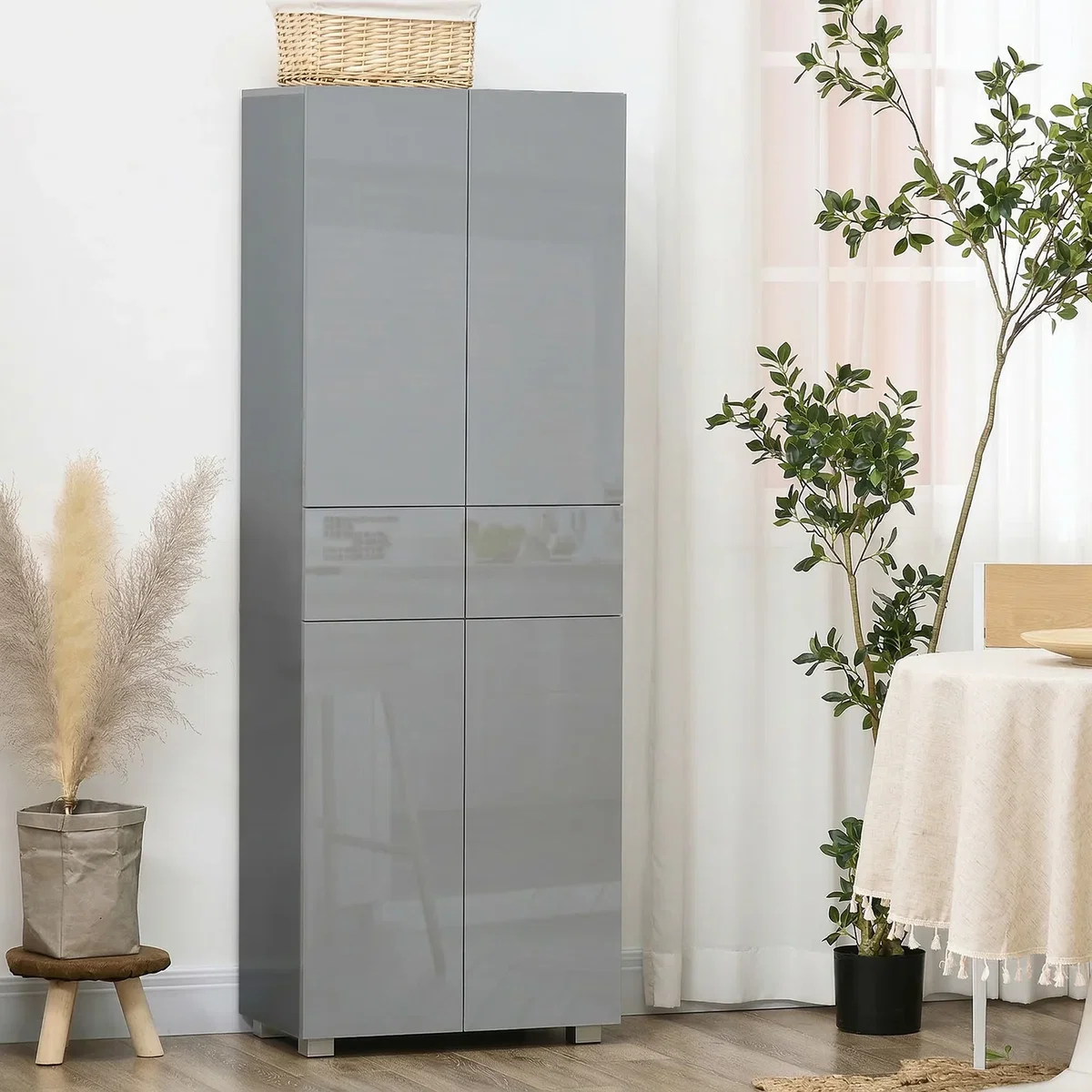 HOMCOM Freestanding 5 Tier Storage Cabinet - Grey – image 2