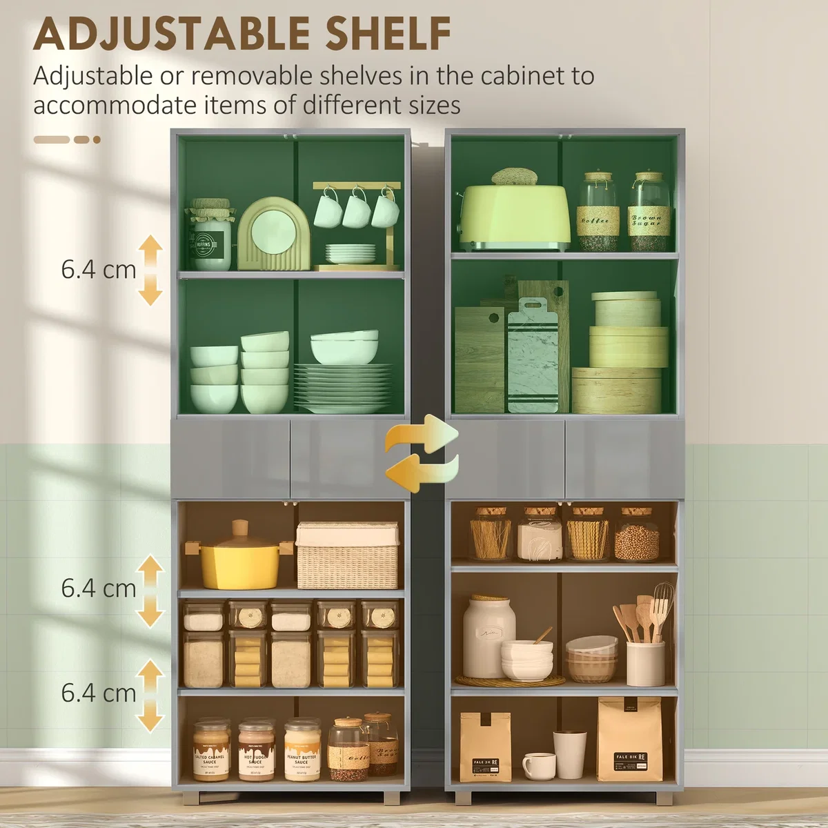 HOMCOM Freestanding 5 Tier Storage Cabinet - Grey – image 6