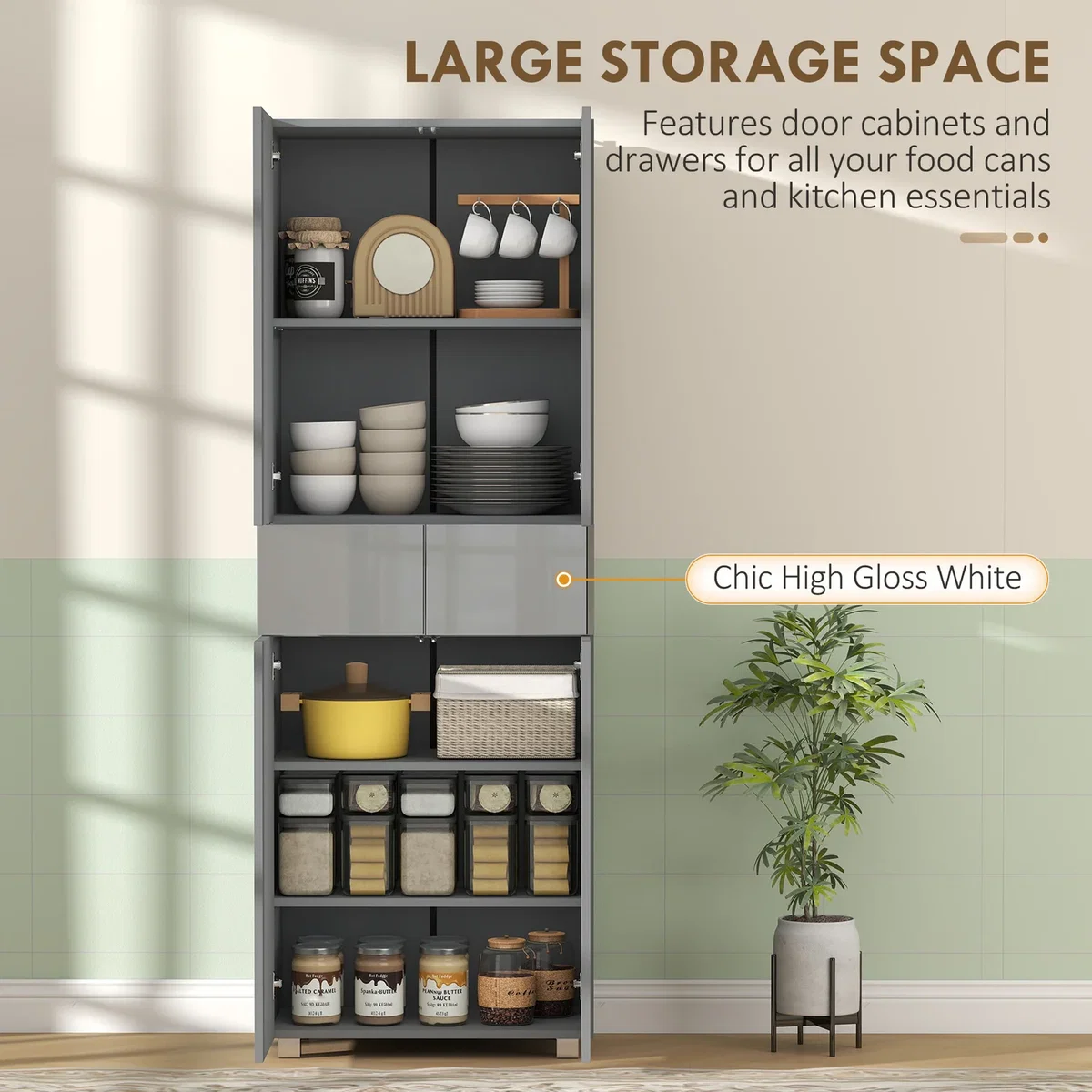 HOMCOM Freestanding 5 Tier Storage Cabinet - Grey – image 7