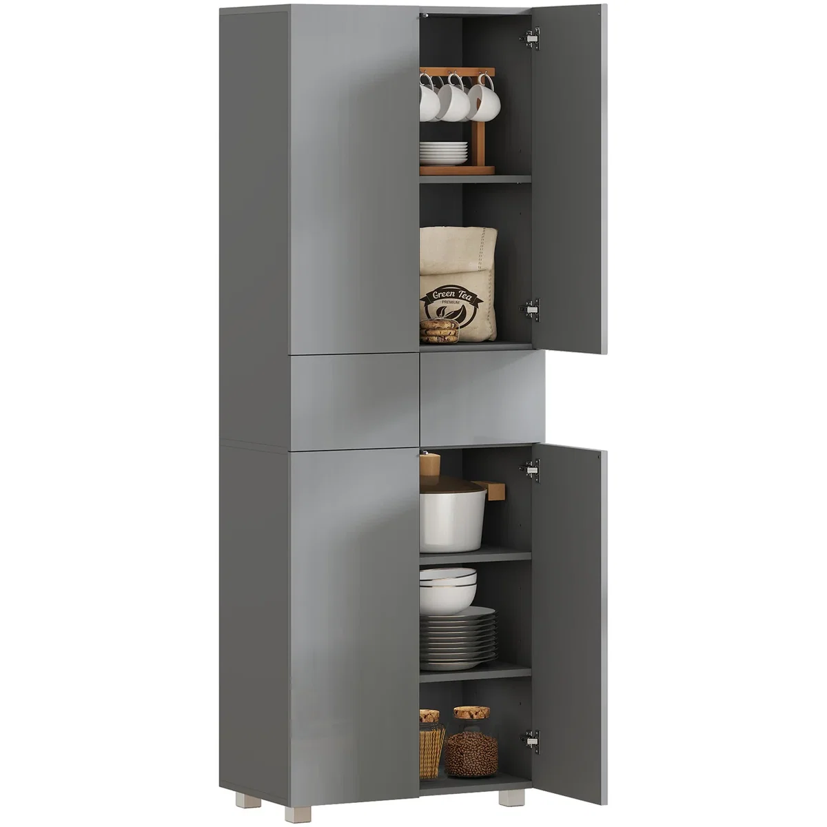 HOMCOM Freestanding 5 Tier Storage Cabinet - Grey – image 9