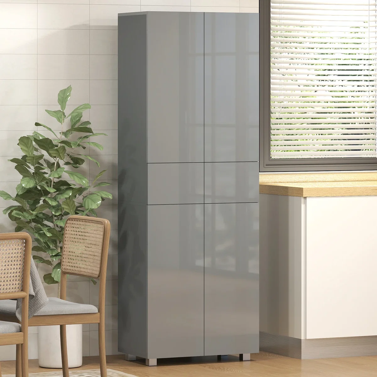 HOMCOM Freestanding 5 Tier Storage Cabinet - Grey – image 1