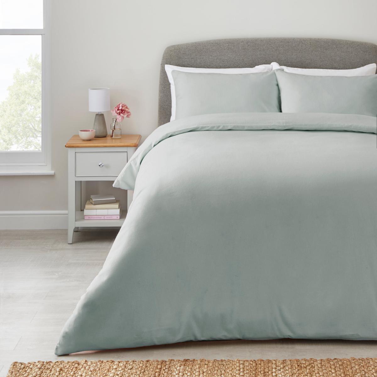 Fogarty Plain Blue Bamboo Duvet Cover and Pillowcase Set Light Blue – image 1