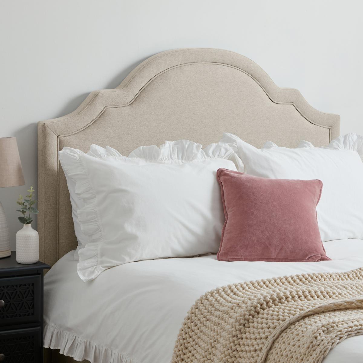 Margo Faux Linen Headboard Sandstone – image 1