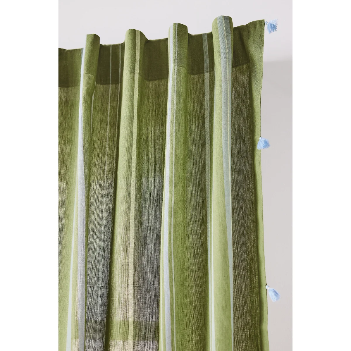 Walton Cotton-Linen Sheer Stripe Tassel Curtain – image 2