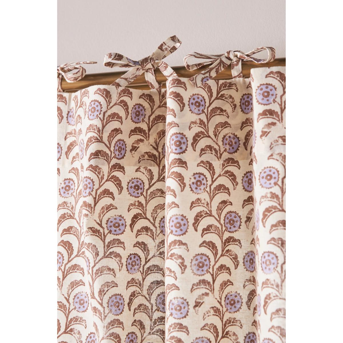 Leora Printed Cotton Tie-Top Floral Curtain – image 2