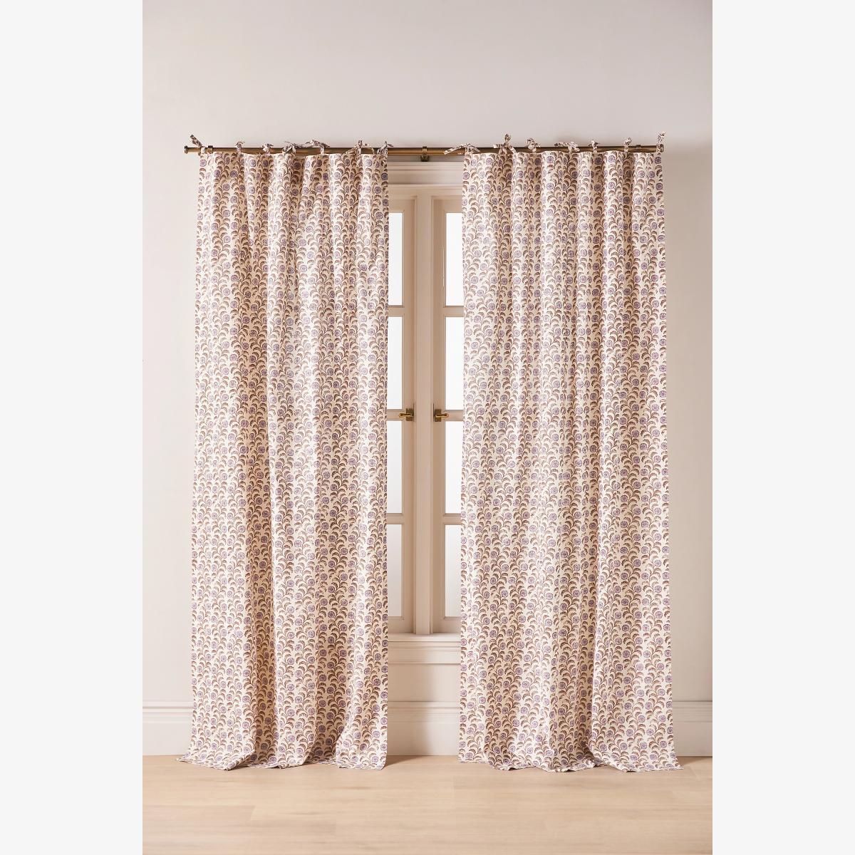 Leora Printed Cotton Tie-Top Floral Curtain – image 1