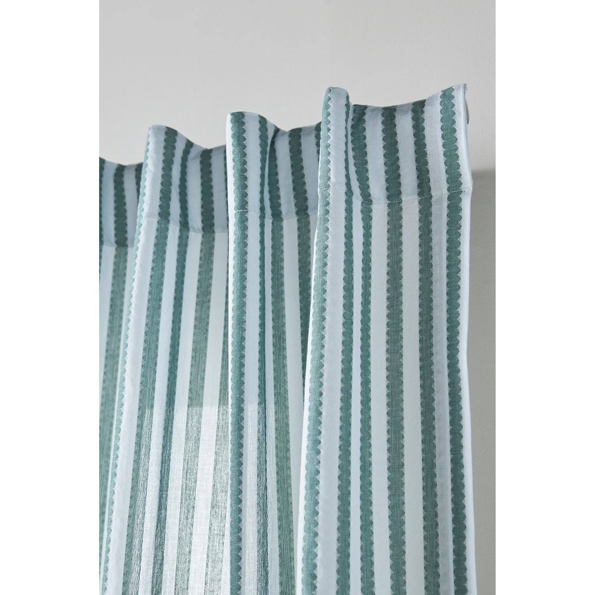 Solenne Cotton Jacquard Scalloped Stripe Curtain – image 2