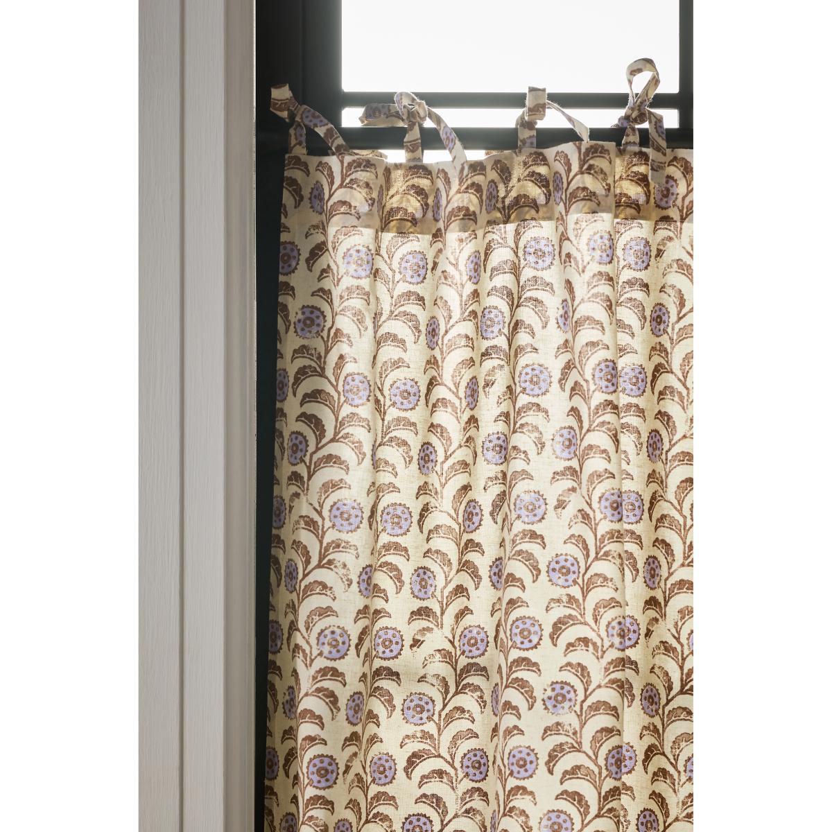 Printed Cotton Tie-Top Floral Café Curtains, Set of 2 – image 2