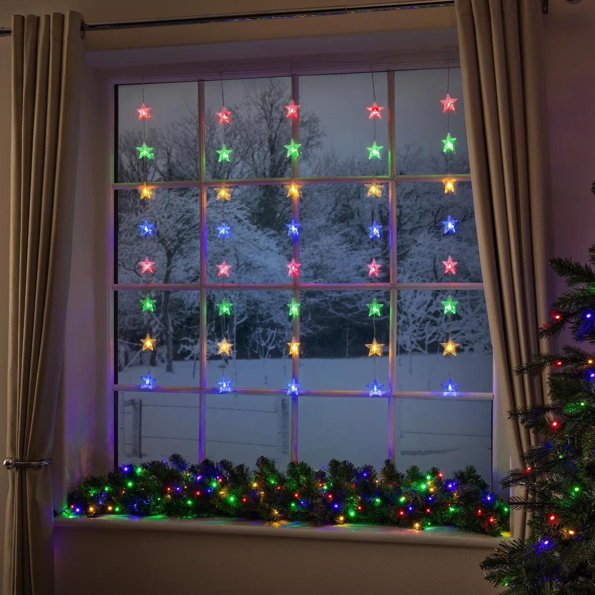 40 LED Star Christmas Curtain Lights – image 2