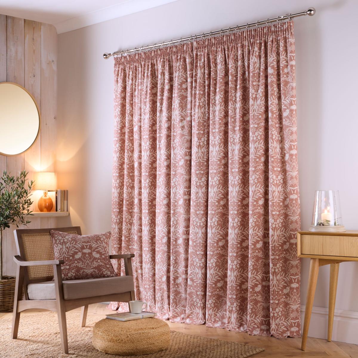 Freya Floral Pencil Pleat Curtains Natural – image 3