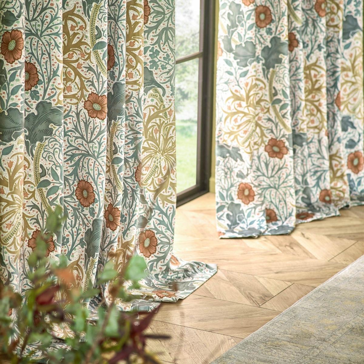 Morris & Co. Seaweed Matte Velvet Pencil Pleat Curtains – image 4