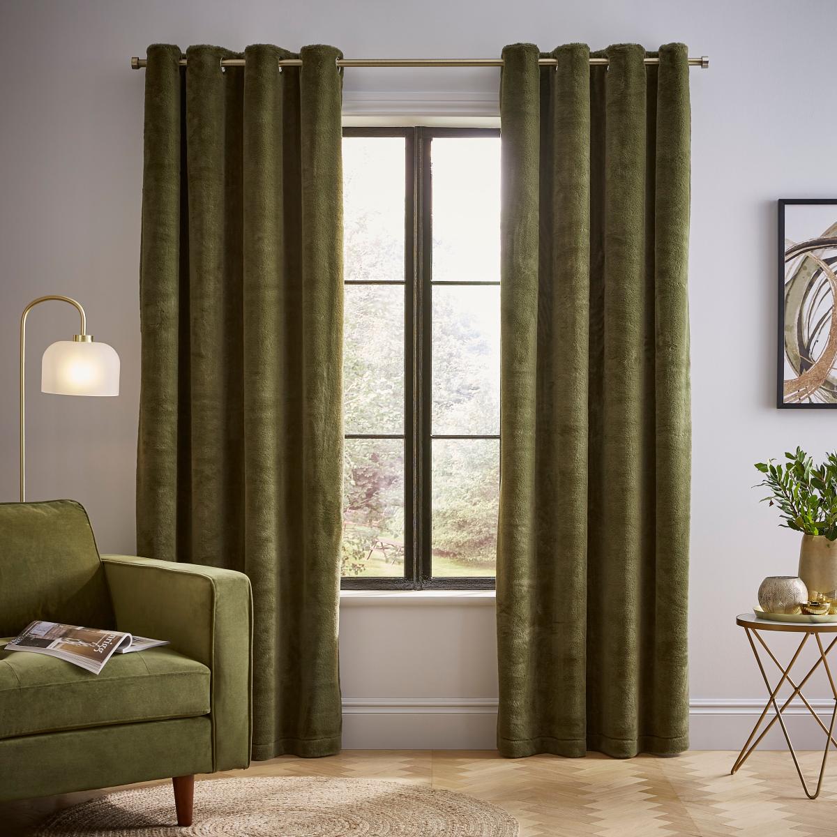 Lenon Thermal Eyelet Curtains Olive – image 2