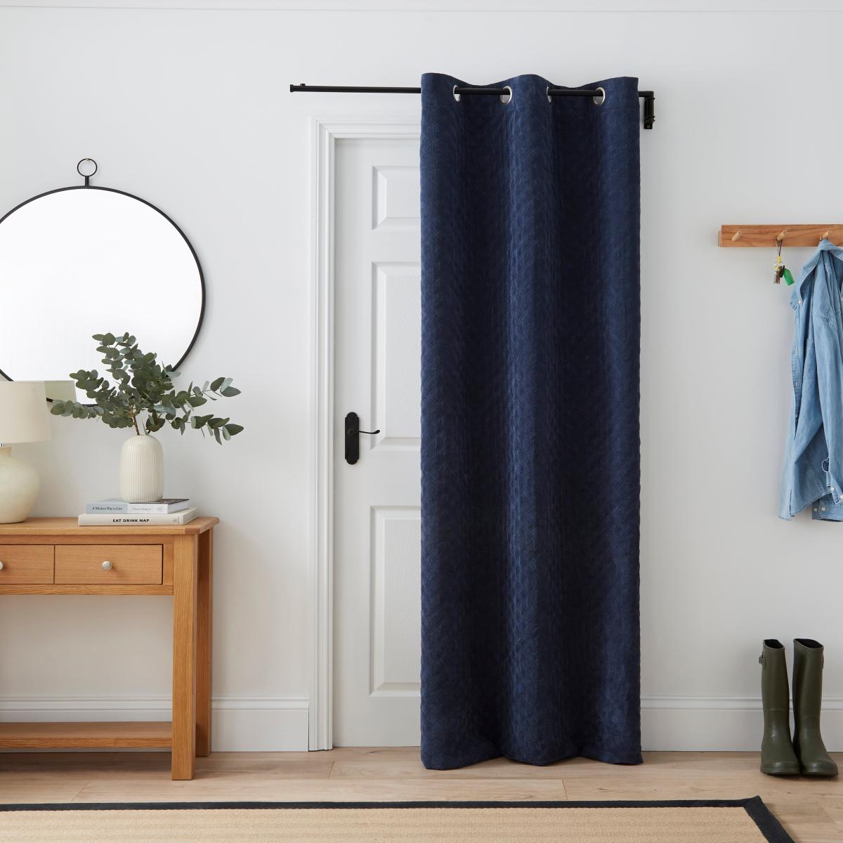 Padded Corduroy Eyelet Curtain Navy – image 2