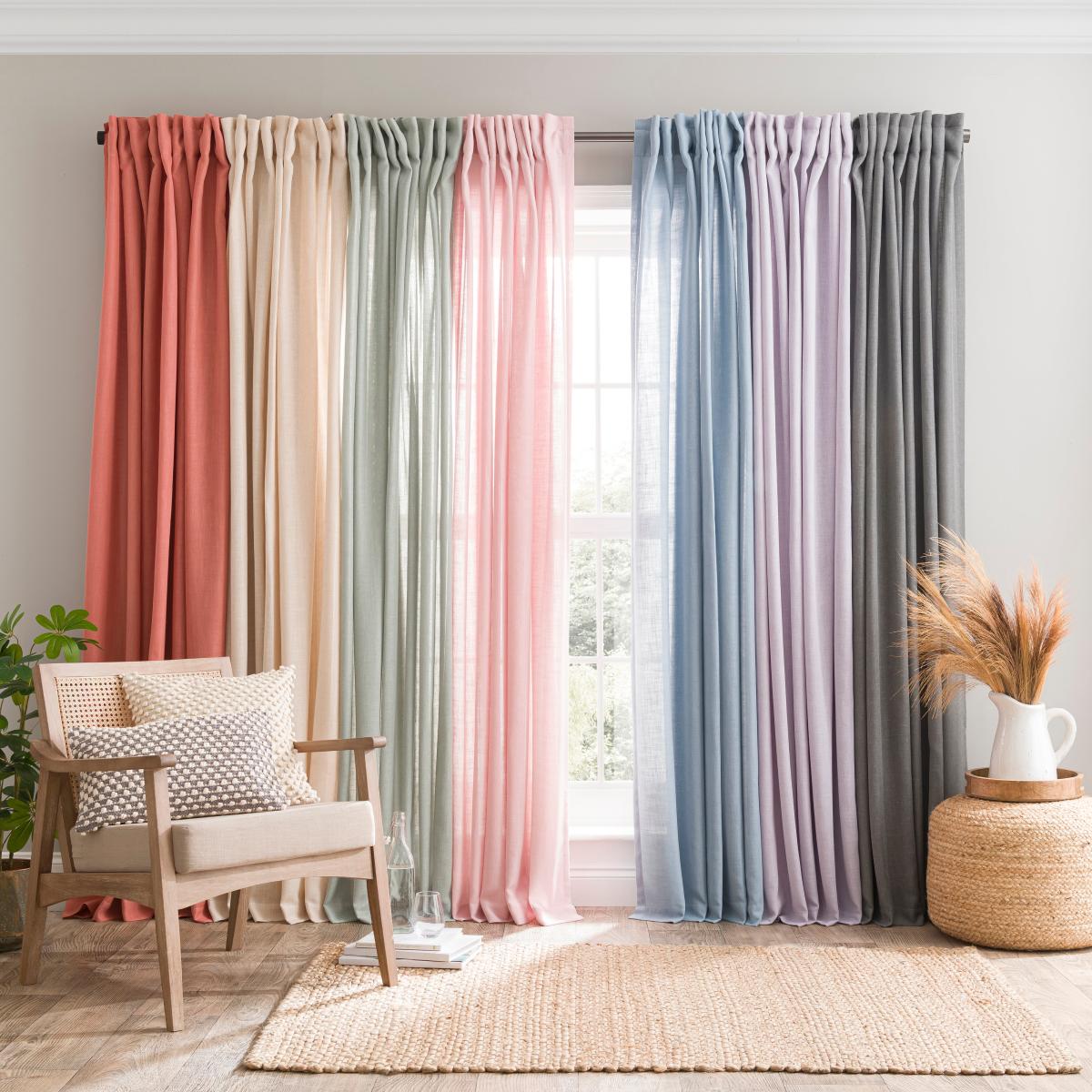 Touch of Linen Blue Unlined Tab Top Curtains Blue – image 4