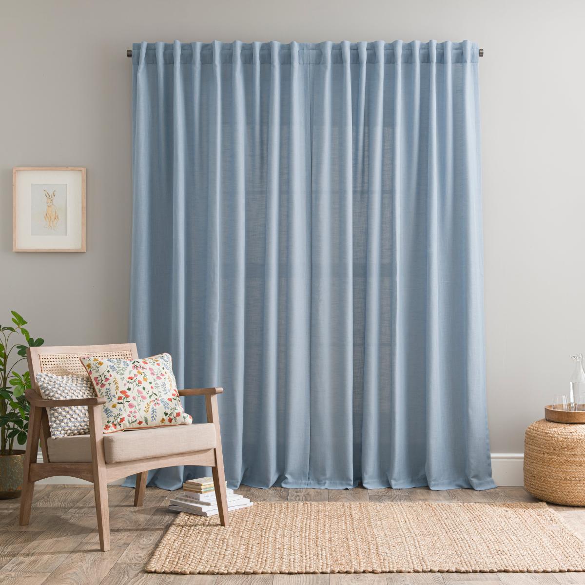 Touch of Linen Blue Unlined Tab Top Curtains Blue – image 5