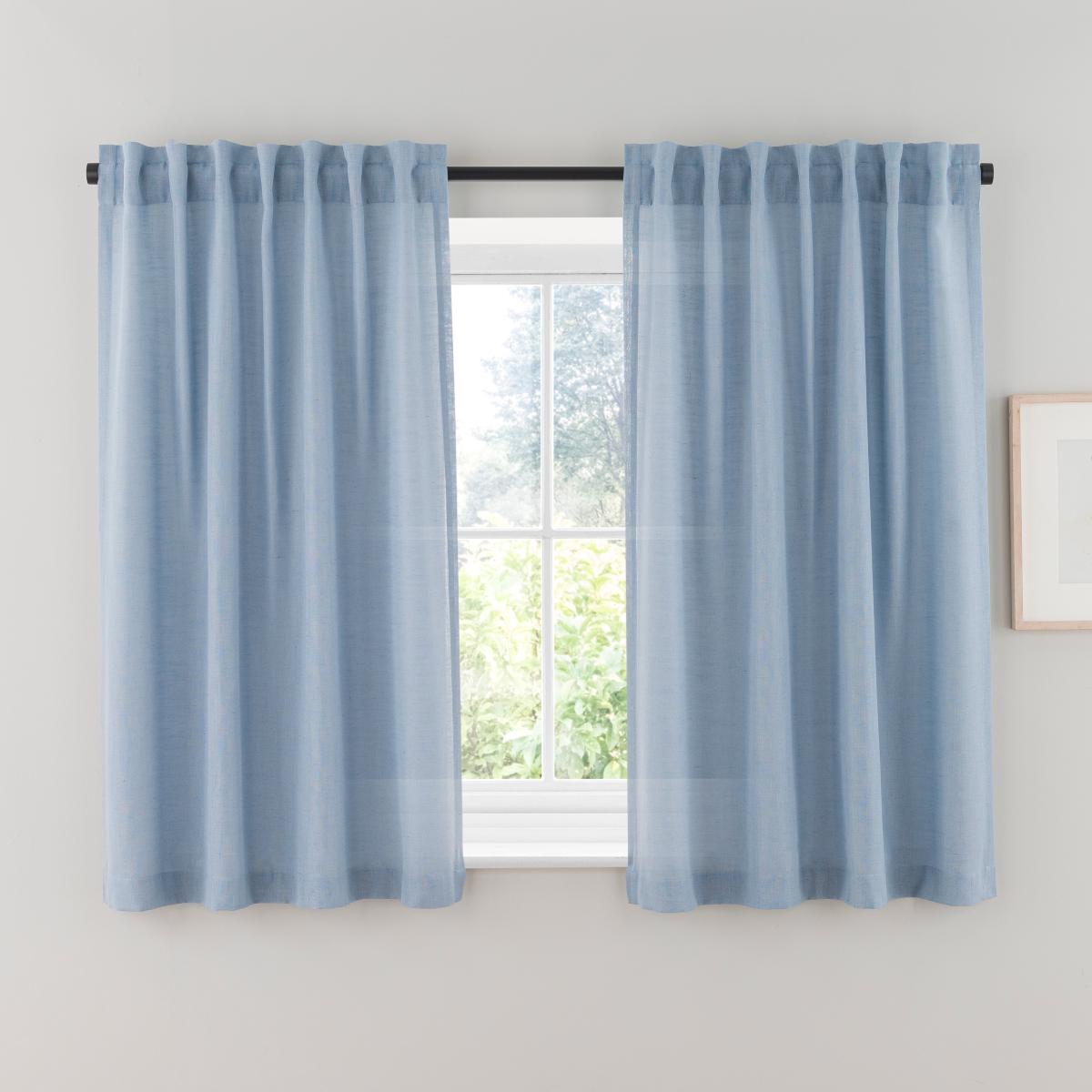 Touch of Linen Blue Unlined Tab Top Curtains Blue – image 6