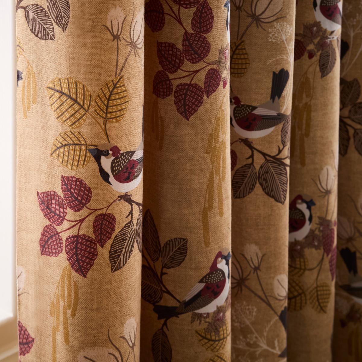 Sparrow Bird Eyelet Curtains Ochre – image 3
