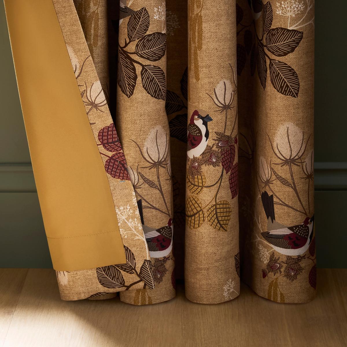 Sparrow Bird Eyelet Curtains Ochre – image 5