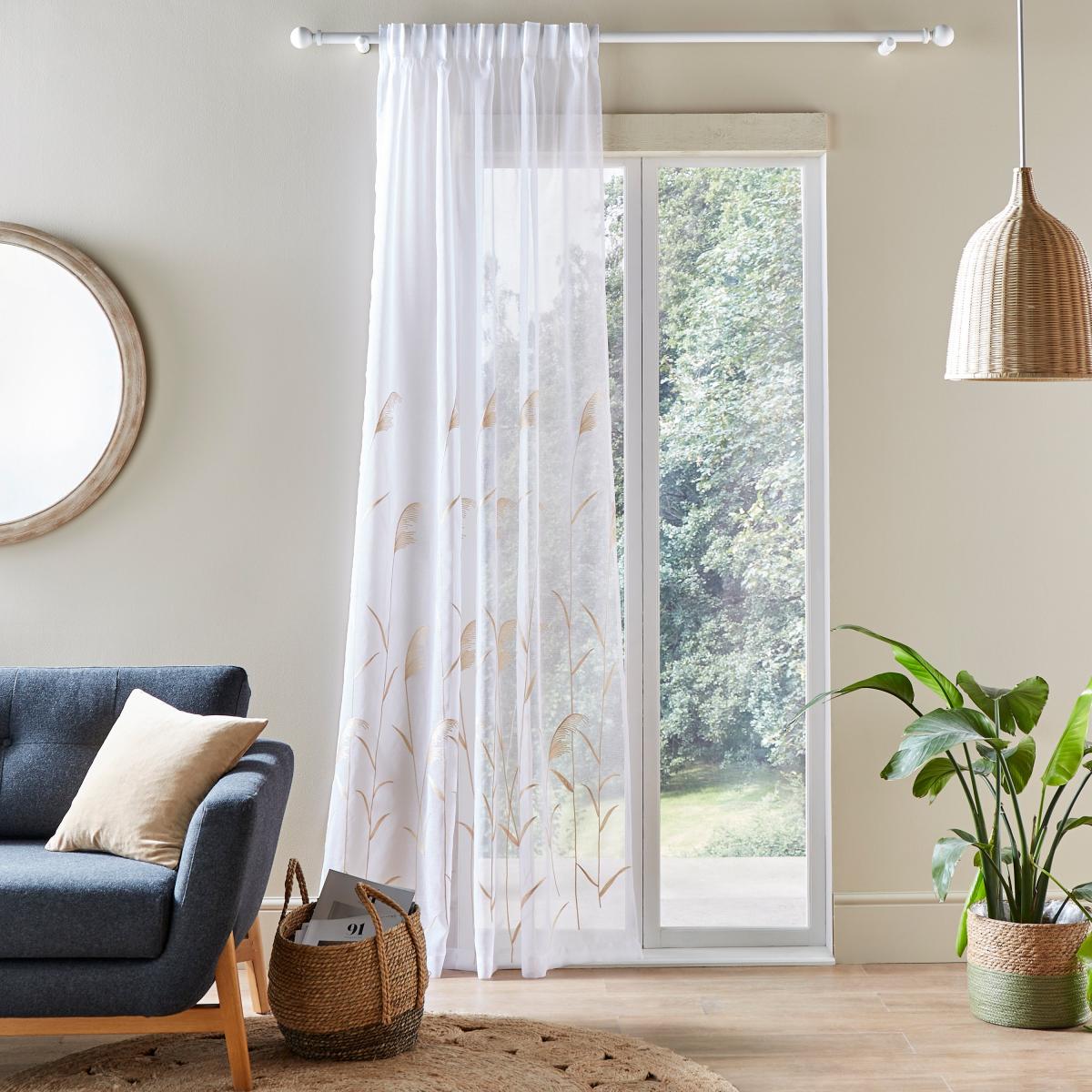 Embroidered Grasses Slot Top Single Voile Panel – image 1