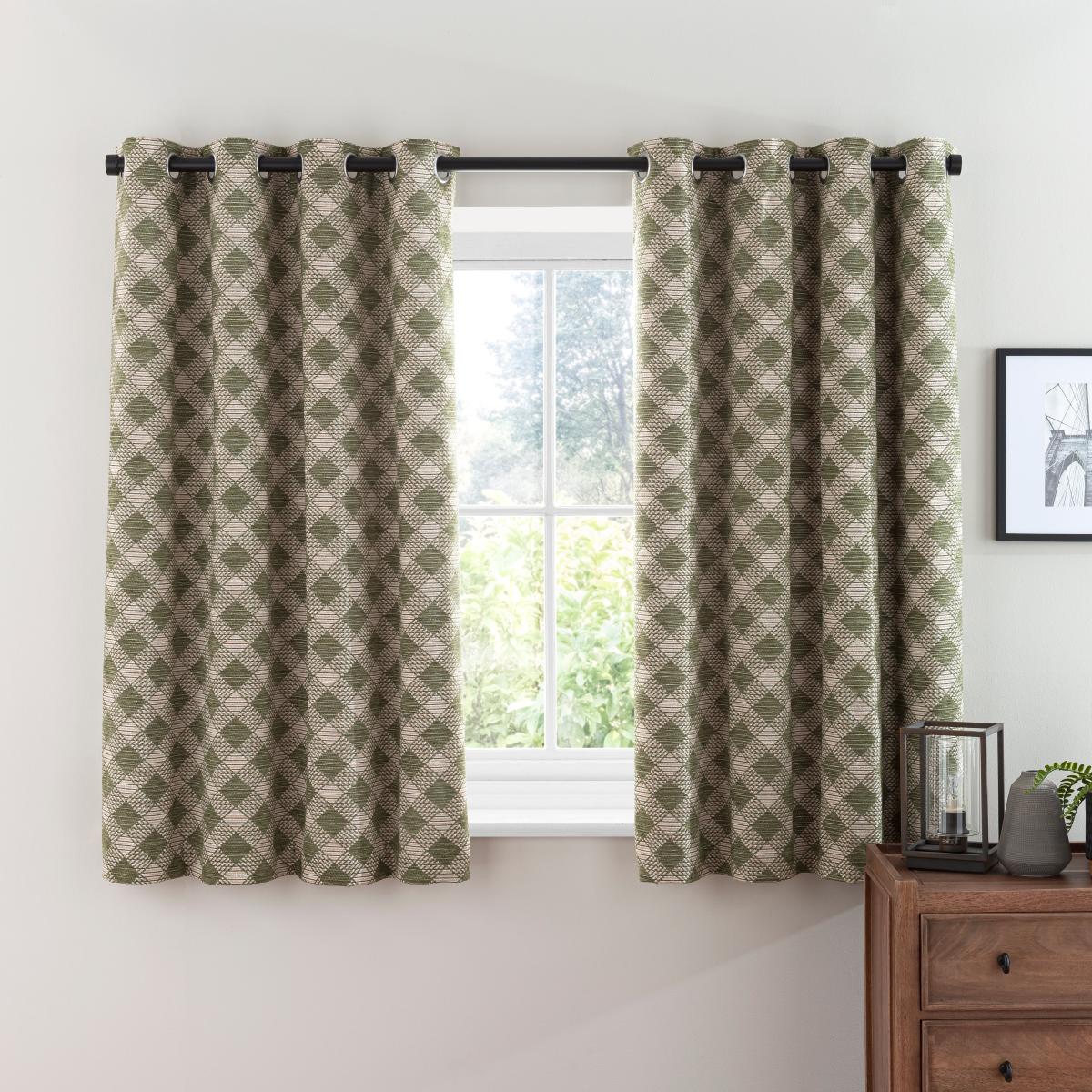 Brody Check Thermal Eyelet Curtains Olive – image 5