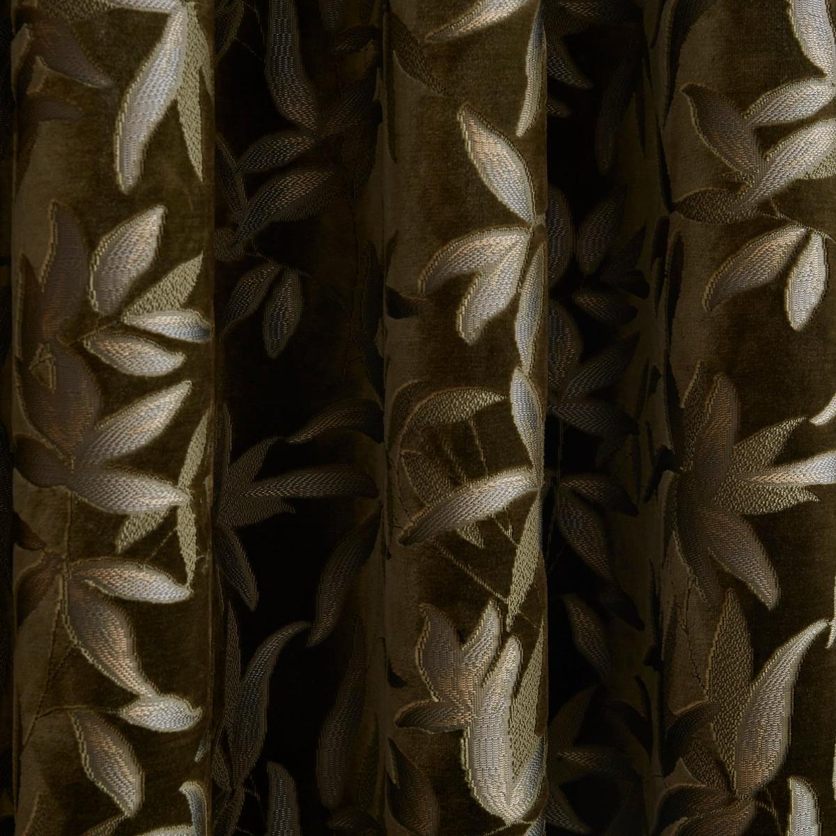 Asami Cut Velvet Eyelet Curtains Olive – image 3
