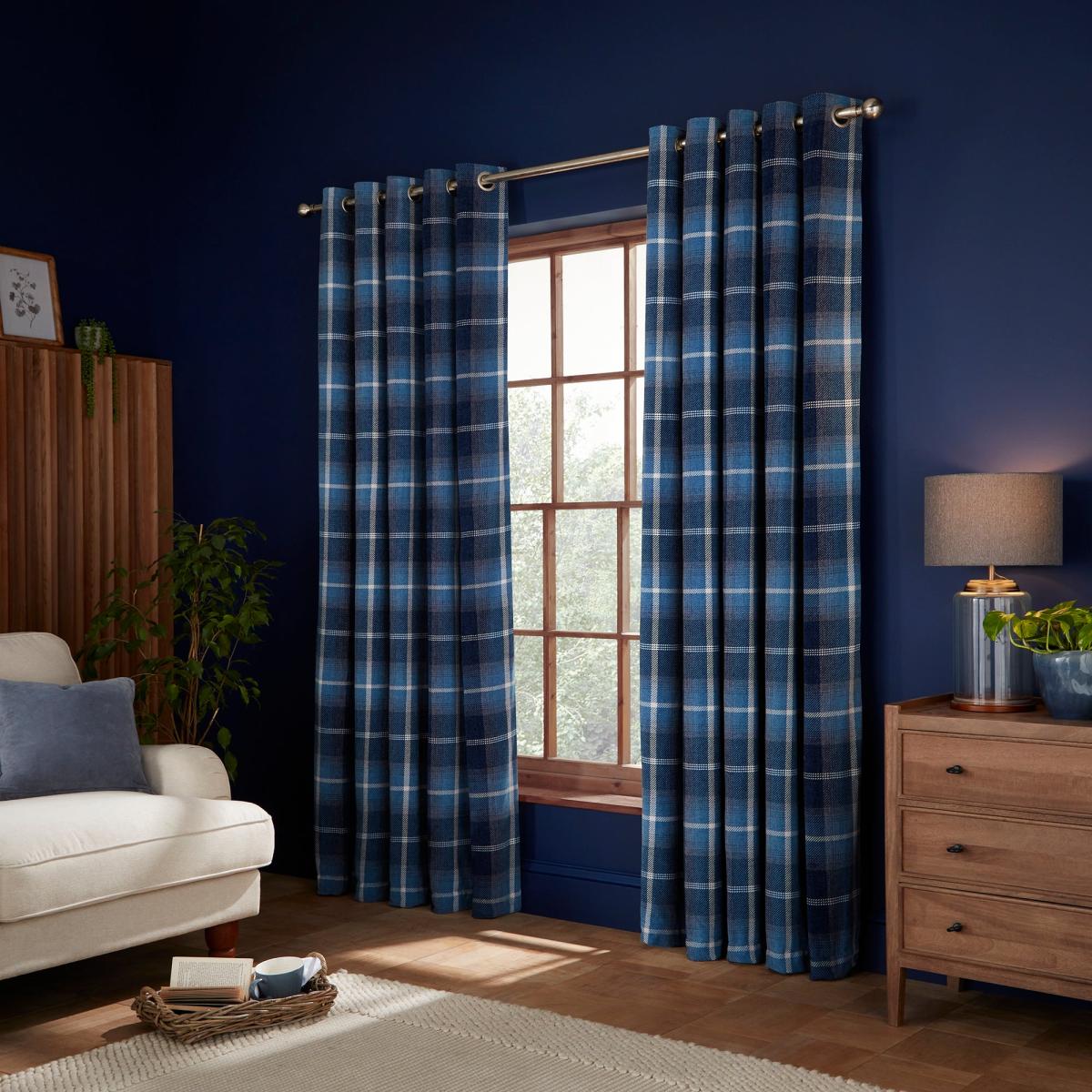 Ember Chenille Thermal Navy Eyelet Curtains Navy – image 2