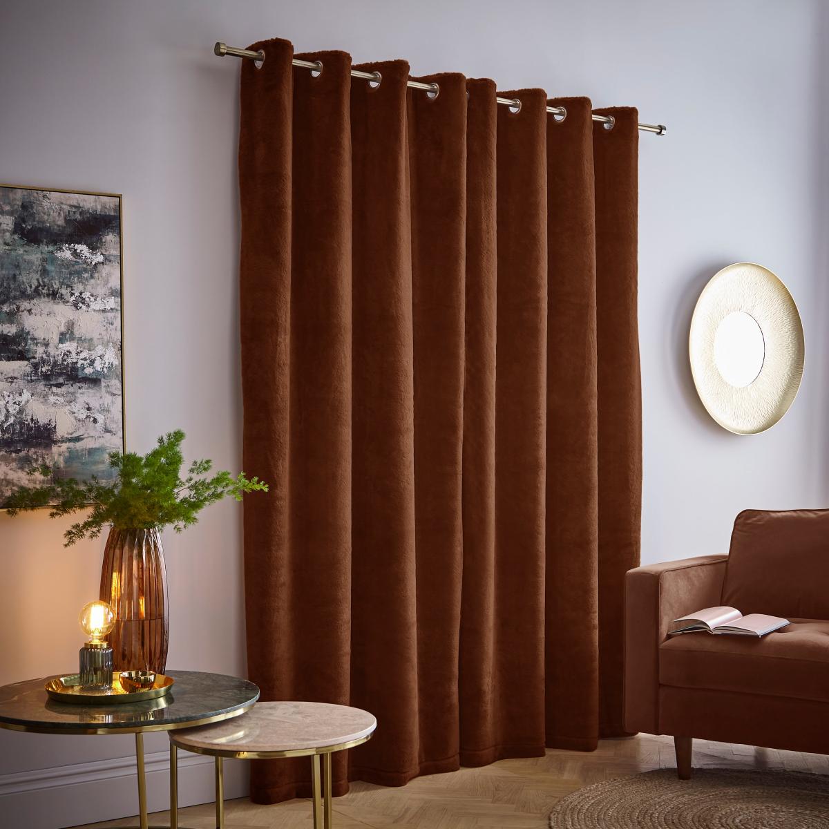 Lenon Thermal Eyelet Curtains Orange Umber – image 3
