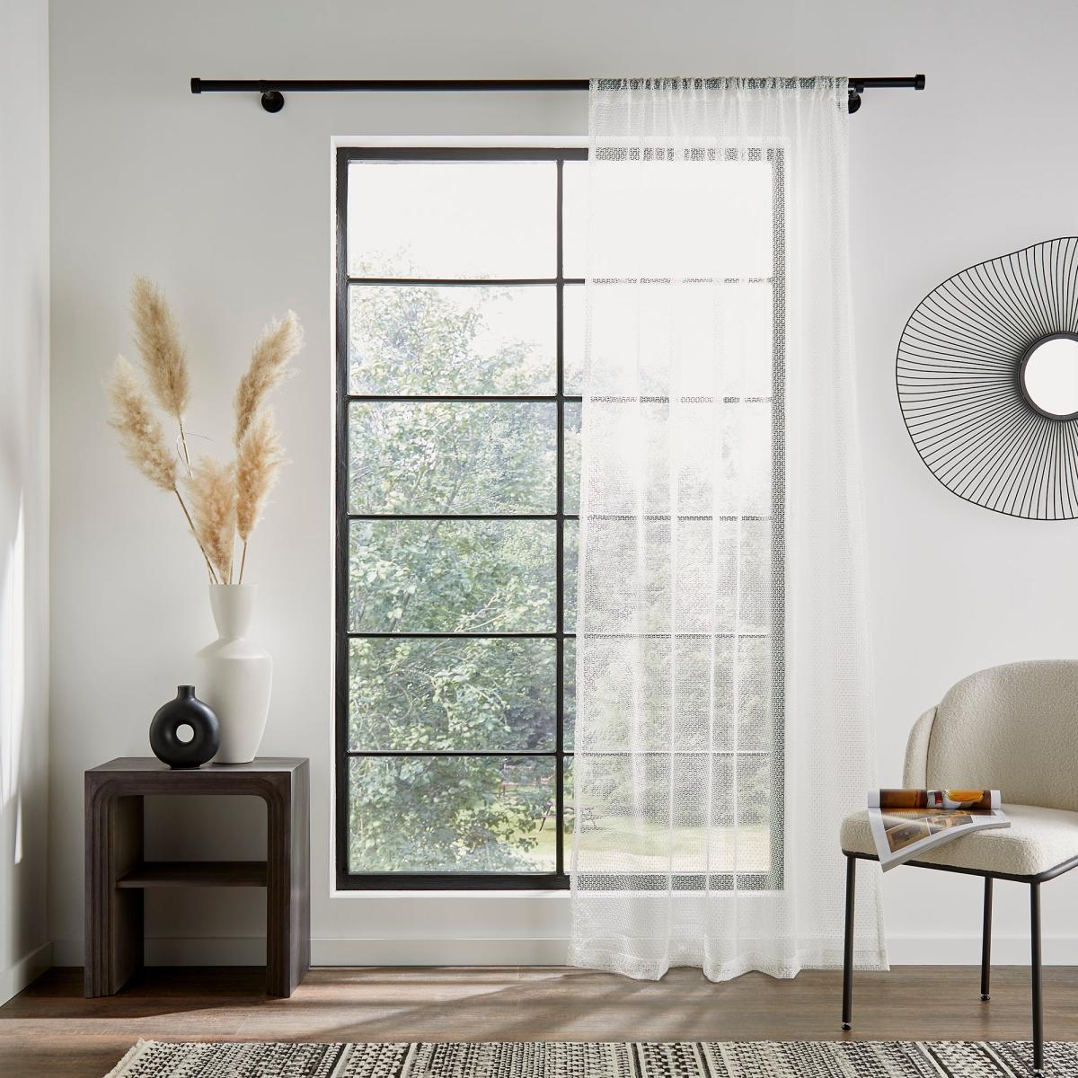 Open Weave Mini Slot Top Curtain White – image 2