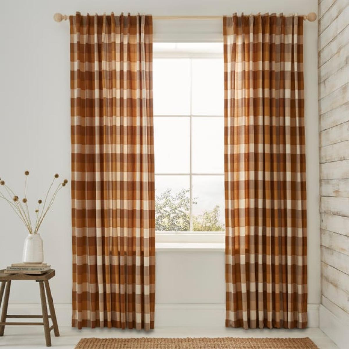 Aspen Woven Check Blackout Eyelet Curtains – image 2
