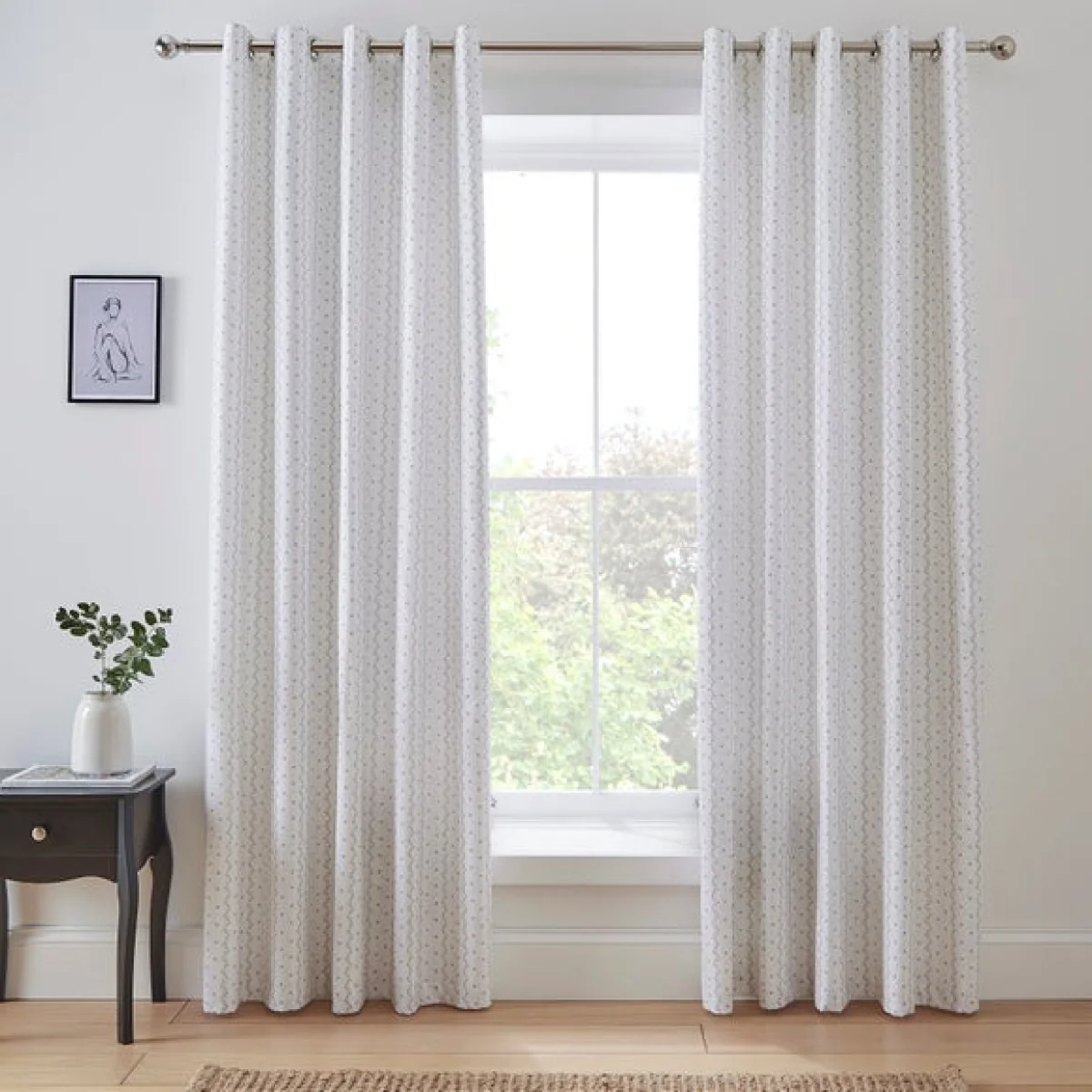 Ditsy Stripe Blackout Eyelet Curtains – image 2