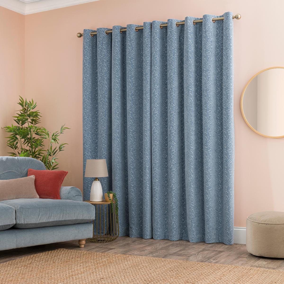 Odetta Cut Velvet Thermal Eyelet Curtains Ashley Blue – image 4